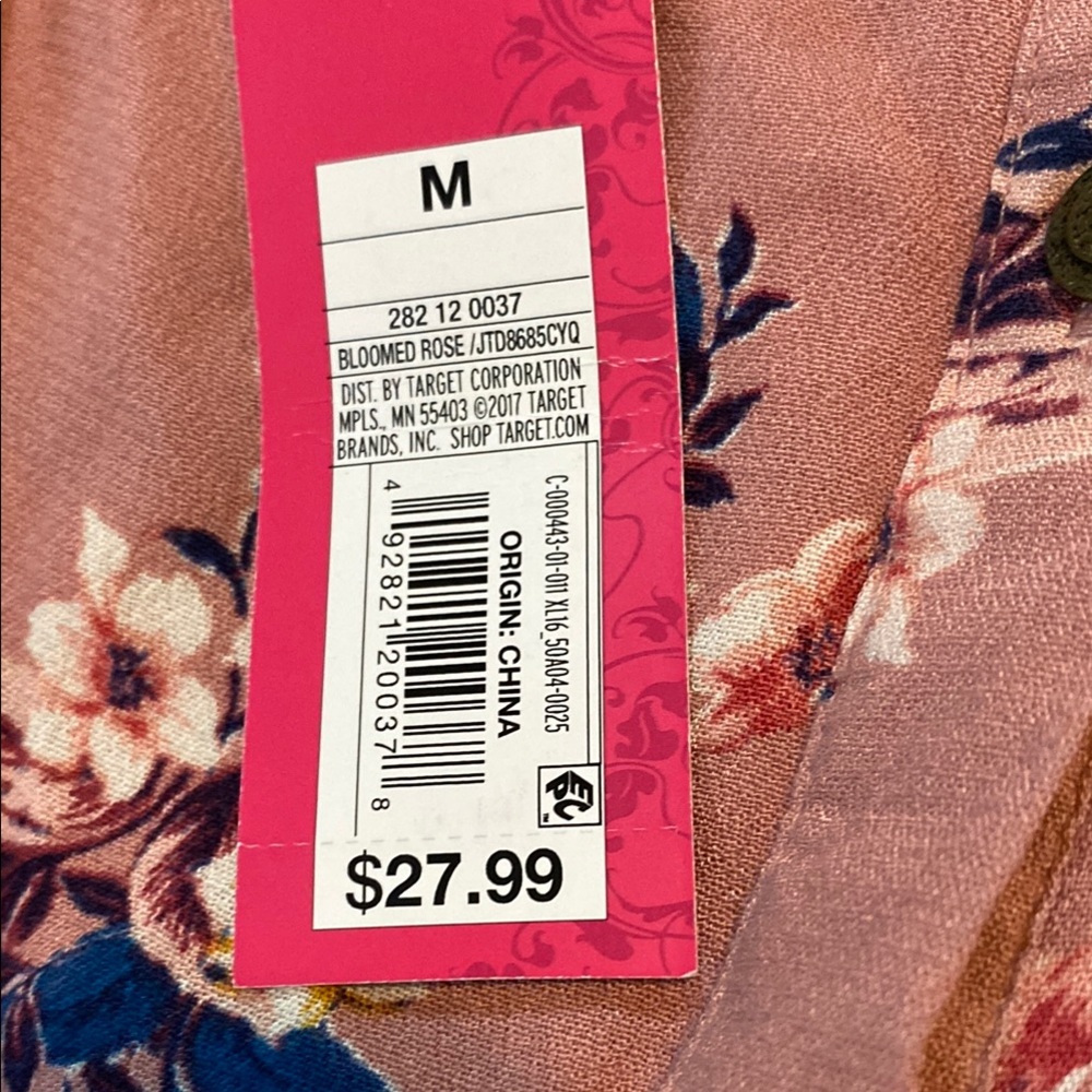 Xhilaration Pink and Blue button down Midi Dress with pockets and cutout on side - Picture 3 of 8
